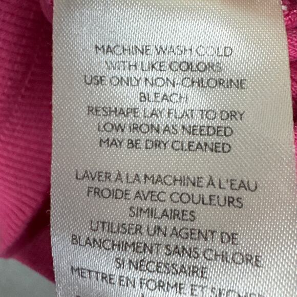 Anthropolgie Maeve Bright Pink Ribbed Top Sheer Ruffled Sleeves Size MP Barbie - Picture 7 of 8